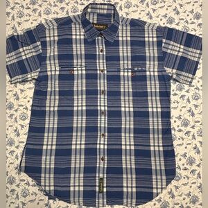 Timberland men’s Navy and White Plaid Button Down Shirt Size medium